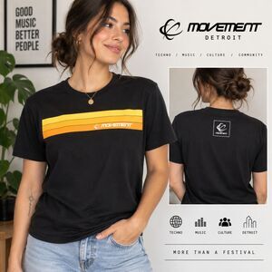 Movement Detroit Techno T Shirt M Black Orange EDM Electronic Music Festival Tee